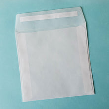 Load image into Gallery viewer, 125mm x 125mm Square Glassine Envelopes with Peel & Seal Flap