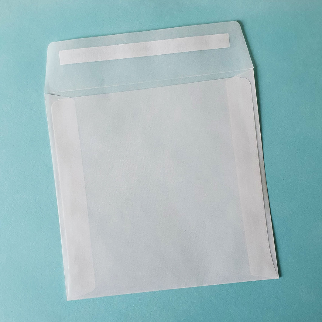 125mm x 125mm Square Glassine Envelopes with Peel & Seal Flap