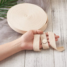 Load image into Gallery viewer, 25mm 1" Herringbone Cotton Twill Tape Beige