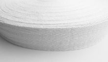 Load image into Gallery viewer, 25mm 1" Herringbone Cotton Twill Tape, White