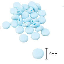 Load image into Gallery viewer, ROUND Silicone Toggles for Elastic Cord Loops | Face Mask Adjuster Beads Light Blue