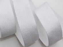 Load image into Gallery viewer, 25mm 1" Herringbone Cotton Twill Tape, White or Beige