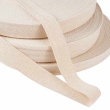 Load image into Gallery viewer, 25mm 1&quot; Herringbone Cotton Twill Tape, Beige

