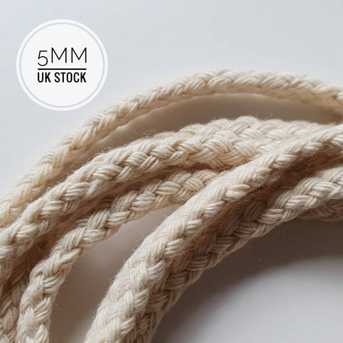 5mm Natural Braided Macrame Cotton Cord