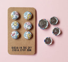 Load image into Gallery viewer, 6pcs Handmade Covered Buttons in Liberty Fabrics with Shank - 13mm, 14.5mm, 19mm
