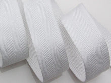 Load image into Gallery viewer, 25mm 1&quot; Herringbone Cotton Twill Tape, White or Beige
